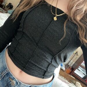 H&M Gray Long Sleeve Bustier Bodysuit